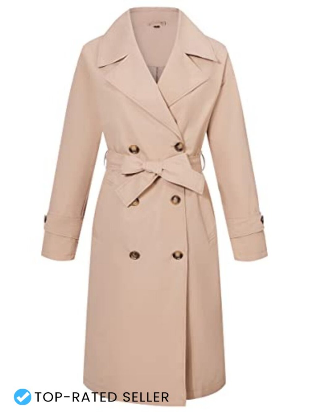 Women's Double-Breasted Waterproof Trench Coat Long Belted Windbreaker
